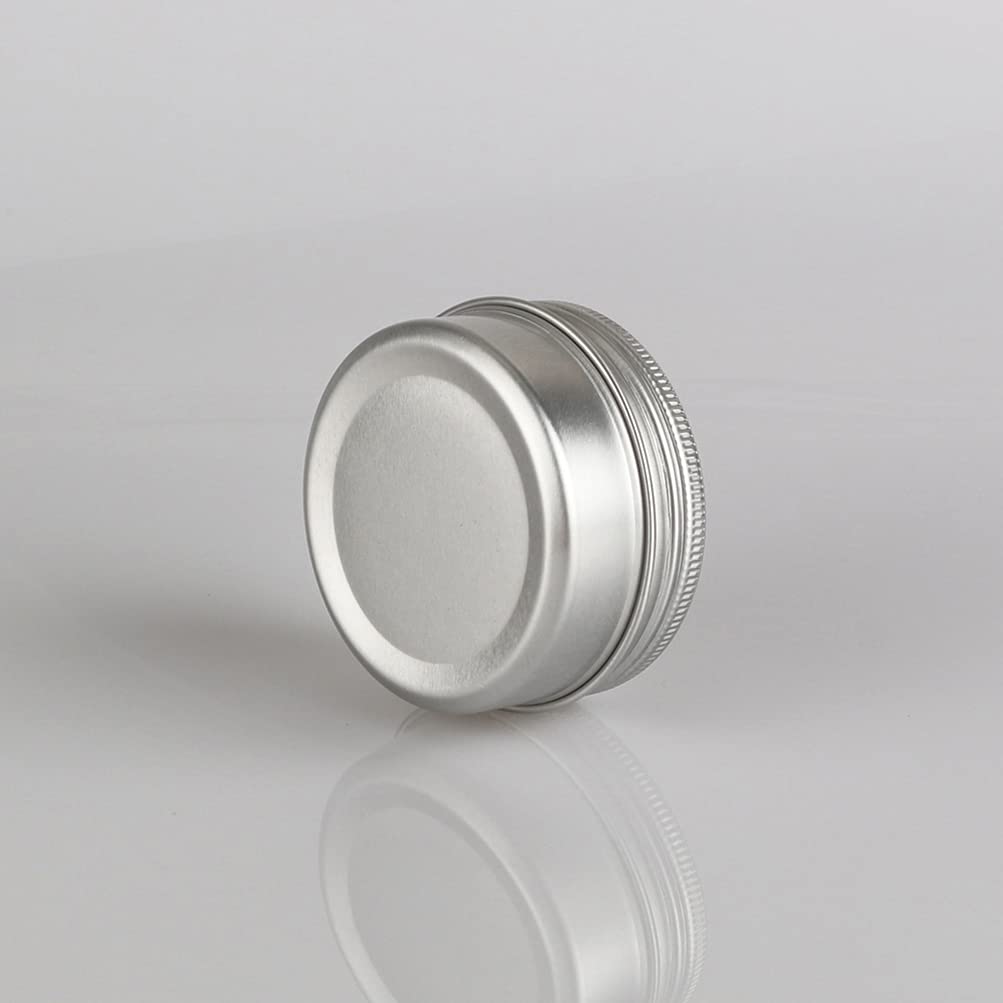 30 Pièces 50ml Pots en Aluminium Vide Rond Argent Petit Cosmétiques Pot Conteneurs for Fait Main Bougies Crème Baume Voyage, 5X Spatule, 2X Étiquettes