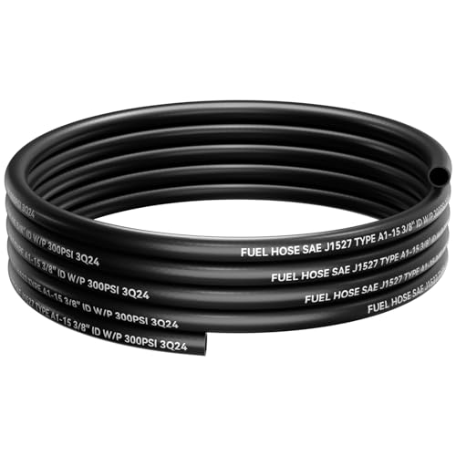 POHIR 3/8'' Marine Fuel Line Hose 5FT SAE J1527 Type A1-15, 300psi Feed Line Rubber Standard for Ships and Marine Equipment (3/8'', 5 FT)
