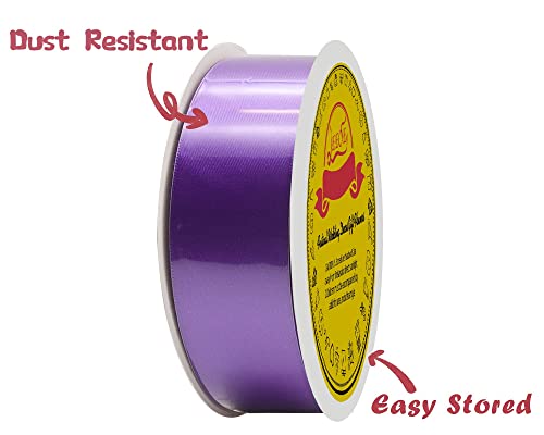 Image of Double Face Purple Satin Ribbon 1-1 /2 inch X 50 Yards Polyester Purple Ribbon for Gift Wrapping Very Suitable for Weddings Party Invitation Decorations and More