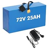 Batteria per Bicicletta Elettrica con Caricatore Rapido da 3A, PVC Impermeabile, 72V 25AH Agli Ioni di Litio Batteria Con BMS da 50A, per Go‑kart, Scooter, E‑bike, Moto