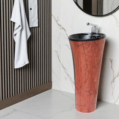 Image of Clay Plus TM Premium Ceramic's Designer Damru Pedestal Wash Basin Elegent Look Bathroom /Living room (TM21)