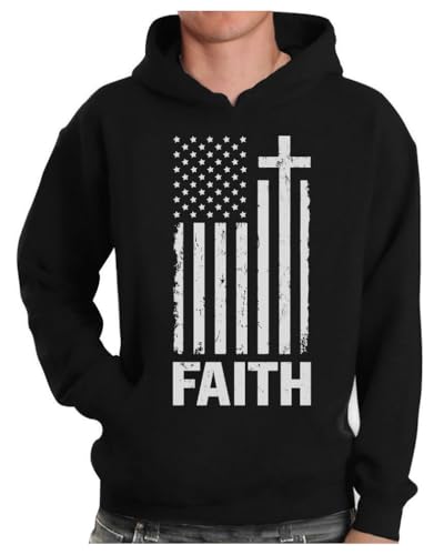 Tstars Faith-Based American Flag Hoodie for Men - Cross & USA Graphic Sweatshirt for Him