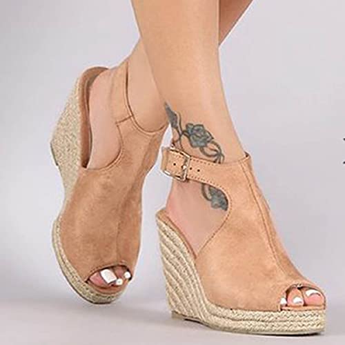 Pbnbp Casual Espadrilles Wedge Sandals For Women Summer Platform Sandals Peep Toe Beach Shoes Ankle Strap Buckle Mules Dressy Comfort Trendy Sandalias thumb #5
