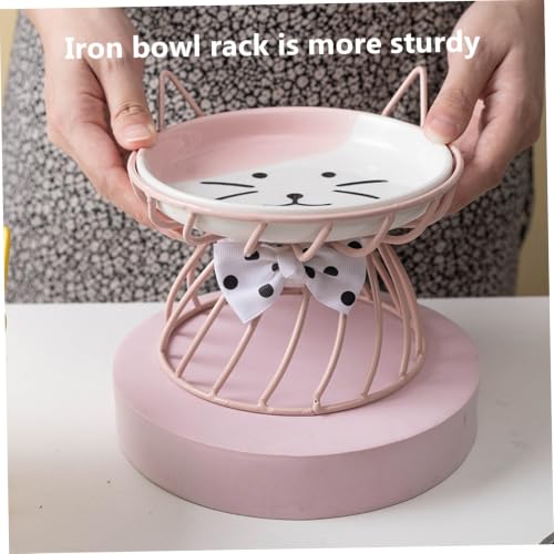 Bol en céramique pour chat avec support en métal robuste