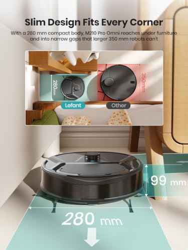 Image of Lefant Robot Vacuum and Mop, 20000Pa Strong Suction, Self-Cleaning Roller Mop with Auto Drying, LiDAR Navigation & Obstacle Avoidance, Tangle-Free Pet Hair, Slim, 800ml Dustbin, 5G WiFi, M210 Pro OMNI