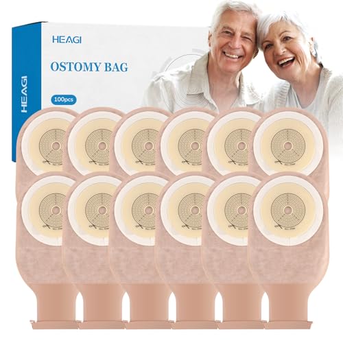 100 PCS Colostomy Bags One Piece Ostomy Drainable Pouches with Closure for Ileostomy Stoma Care 15mm-60mm Cut-to-Fit Ostomy Supplies