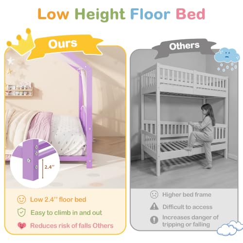 Image of Garvee Full Size Metal House Bed Frame for Kids, Purple