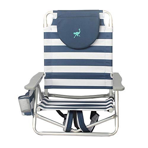 Ostrich The Heavy-Duty Backpacker Portable Beach Chair with Face Hole | Adjustable Lounge Chair with Face Opening Cup Holder 325lb Capacity Blue product thumbnail 13
