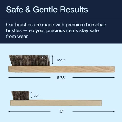 Horsehair Silver Brush Set | Horsehair Detail Brush Set | 2 Silver Cleaning Brushes for Detail Polish Work | Fine and Heirloom Silverware, Plateware, Jewelry, Horse Hair Brush for Leather