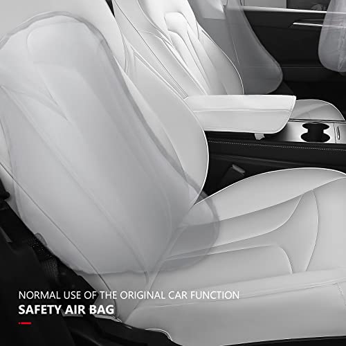 Xipoo Seat Cover Compatible with Tesla Model Y Seat Cover Nappa Leather Car Seat Covers Seat Protector Replacement for 2020-2023 Tesla Model Y Accessories(White-Nappa, Fully Wrapped 12 Pcs) by Xipoo - Image 3