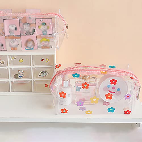 Clear Flower Makeup Bags Transparent Floral Cosmetic Bag Travel Wash Bag Waterproof Toiletry Storage Pouch for Women Girls Colorful4