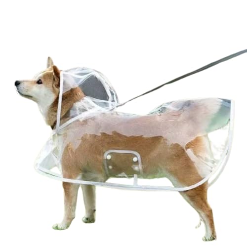 犬用 防水・防風 小型犬 中型犬 猫 ペットウェア 防雨 軽量 ソフト素材 着脱簡単 牽引穴付き 散歩に最適 ウェアラブル L しろ