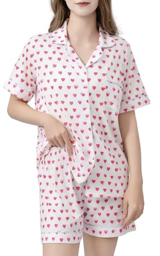 Image of Womens Pajamas Set Shorts Button Down 2 Piece Monkey Bunny Y2k Roller Dupes Rabbit Preppy Lounge Pjs Comfy Sleep Wear
