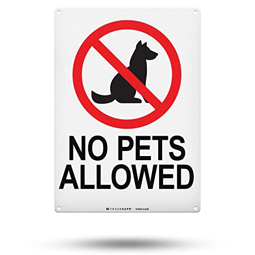 Panneau No Pets Allowed TRADESAFE en aluminium réfléchissant de 25,4 x 35,6 cm
