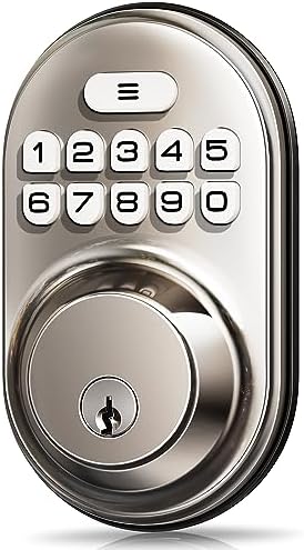 Veise Keyless Entry Door Lock, Electronic Keypad Deadbolt, Keyed Entry, Auto Lock, Anti-Peeking Password, Back Lit & Easy Installation Design, Satin Nickel