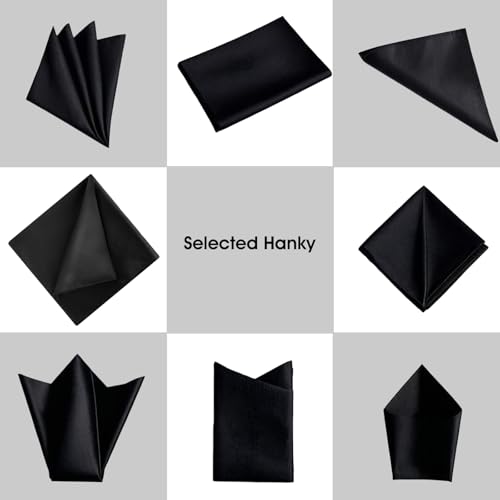 Lusofie 585655_1_FKMVNEI7 Selected 100% Real Mulberry Silk Pocket Square For Men 13.77×13.77In Men'S Pocket Square Pure Black Handkerchief Suit Pocket Squares thumb #1
