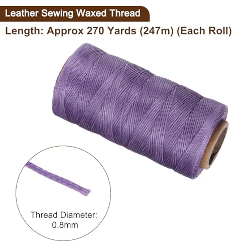 Hilo encerado para cuero 0.8 mm, 270 yardas, poliéster morado miniatura 3