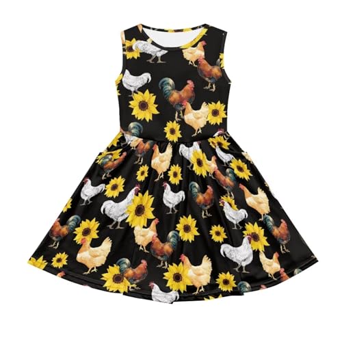 Little Girl Sleeveless Dress Comfy Sundress with Pockets for Kids Girls 4-14 Years Old4