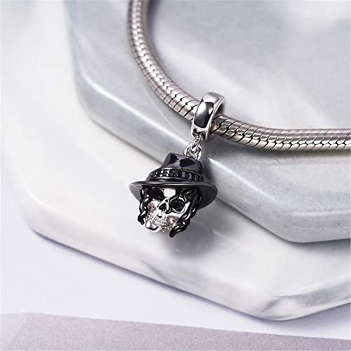 Image of GNOCE Skull Pendant Charm Silver Dangle Charms Bead fit Bracelet /Necklace Jewelry Gift for Women Men