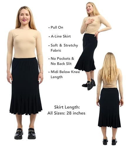ESTEEZ Stretchy A-Line Skirt for Women - Knee Length/Midi2