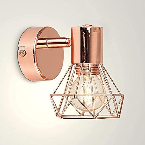 Lámpara LED de pared dorada rosa con pantalla de jaula de metal Cover