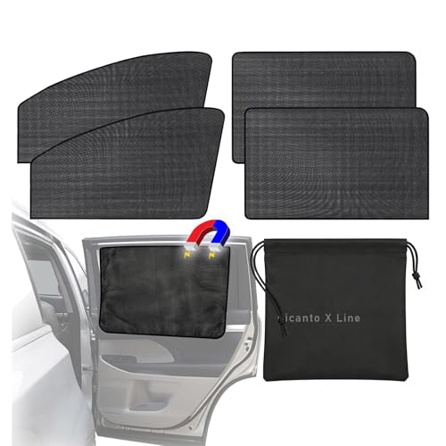 4PCS Car Side Window Sun Shades, Compatible with Kia Picanto X-Line 2018-2024 Auto Window Sunshades Privacy Curtains Blackout with Magnetic,UV Protection Car Curtains for Front & Rear