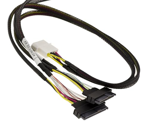 KALEA-INFORMATIQUE PCIe 5.0-Kabelkabel mit MCIO 8i 74-Pin-Steckern zu 2x SFF-8639 68 Pin U2 U3 Länge 80cm.