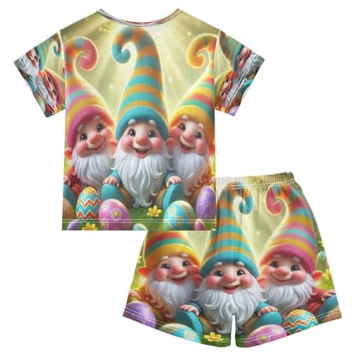 Gnomes Easter Eggs Pajama Set Short Sleeve Pajamas Shorts Sets Cotton PJS 2 Piece Clothes Set 5Y2