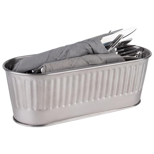 APS 11752 Cutlery Container/Basket, Bread Basket, Plant Basket, 29.5 x 12 cm, Height 10 cm, 2 Litres, Stainless Steel, Black - Image 2