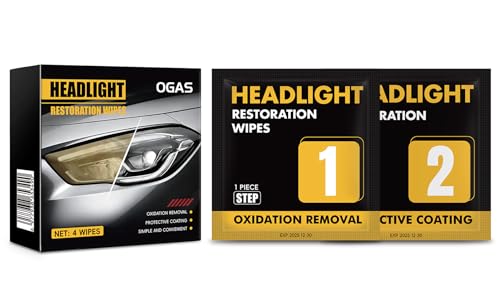 Headlight Restoration Wipes 2-Pack – Fast 2-Step Kit Restores Cloudy Headlights to New – Includes 4 Wipes, 2 Gloves & Towels – Ceramic Coating Protection – Longest Lasting Results, No Tools Needed