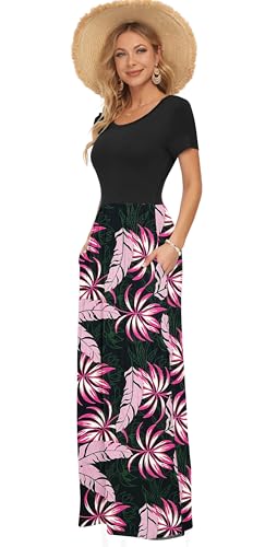 Image of AUSELILY Women's Classic Short Sleeve Loose Plain Casual Long Maxi Dresses for Women 2026