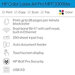 HP Color Laserjet Pro MFP 3301fdw Wireless All-in-One Color Laser Printer, Office Printer, Scanner, Copier, Fax, ADF, Duplex, Best-for-Office (499Q5F) - Image 2