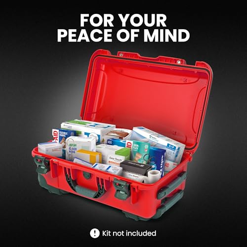 Image of NANUK 935 Wheeled Waterproof First Aid Box Empty - Durable, Medical First Aid Organizer Case, IP67-Rated, Dustproof, Impact-Resistant, and Floats (20.5 inch x 11.3 inch x 7.5 inch) - Red | Empty Wheeled First Aid Case, Interior 20.5x11.3x7.5 in, Nk-7 Impact-Resistant Resin, Floats