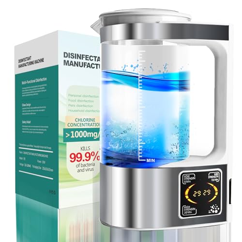 Portable Hypochlorous Acid (HOCL) Generator Machine 2L Sodium Hypochlorous Solution Generator Self-Made Electrolyzed Water System for Home Kitchen Hospital School Restaurant Bathroom Cleaning
