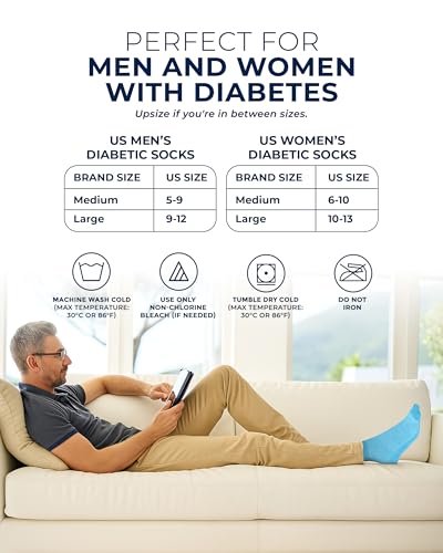 Image of Pembrook Ankle Diabetic Socks for Women & Men | 6 Pairs | Wide Non Binding Socks Quarter Length | Edema Neuropathy Socks