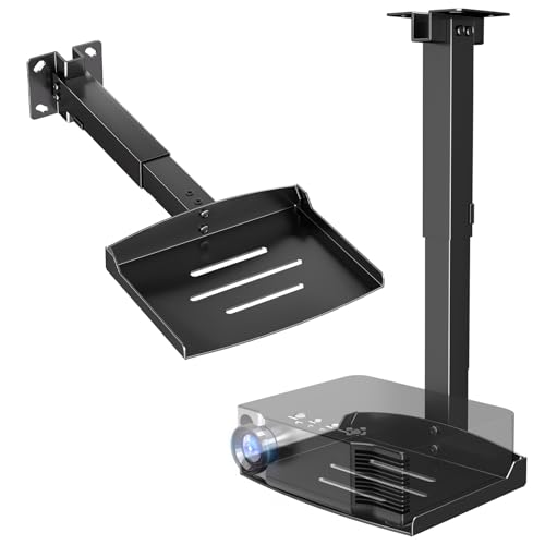 Image of PUTORSEN Adjustable Projector Ceiling Mount,Universal Projector Shelf for Ceiling and Wall, Holds up to 22lbs，No Hole Installation, Hidden Cable Routing, Black（S）