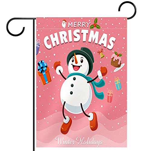 Drapeau de jardin bonhomme de neige 30x45 cm double face toutes saisons