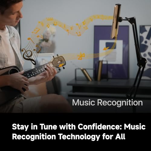 Populele Smart Concert Ukulele - 23" Carbon Fiber with 72 LED Lights, Free Online Lessons & Song Library, Auto-Tuner, Includes Gig Bag, Strap, Nylon Strings & Picks for Family Fun,Travel & Gifts