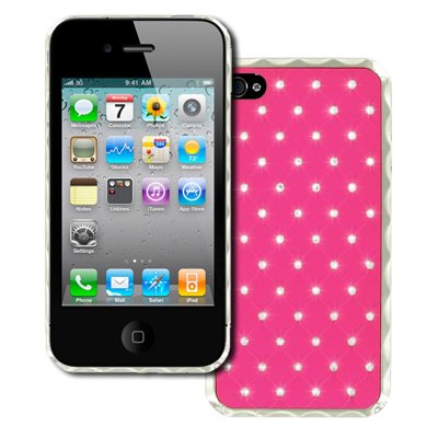 MPERO Apple iPhone 4 / 4S Stealth Hard Case Cover (Hot Pink Embellished Diamond)