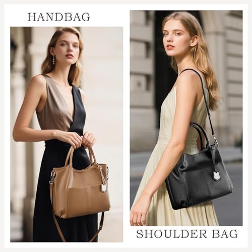 Genuine Leather Tote Bag for Women - Large Capacity Work Top Handle Purse Adjustable Crossbody Bag2