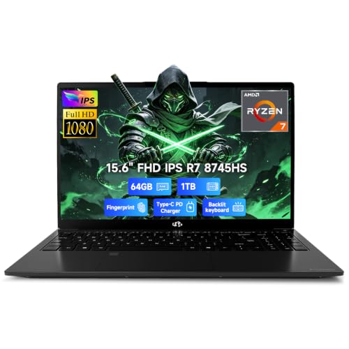 Image of NIMO 15.6 FHD Gaming-Laptop, AMD Ryzen 7 8745HS 64GB DDR5 RAM 1TB SSD (Beat i7-1360P, up to 4.9GHz) Radeon 780M GPU, FHD 100W Fast PD USB4 for AI Multitasking Streaming Creators College, 2-Y-Warranty