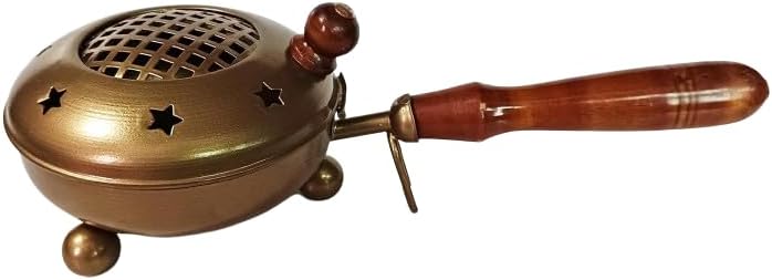 Iron Incense Loban Burner with Handle Dhoop Dhuni Burner for Home Office Temple Prayer - 6 Inches Length