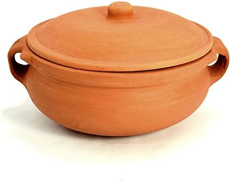 Ancient Cookware, Indian Clay Curry Pot, Large, 9 Inch, 2.5 Quarts