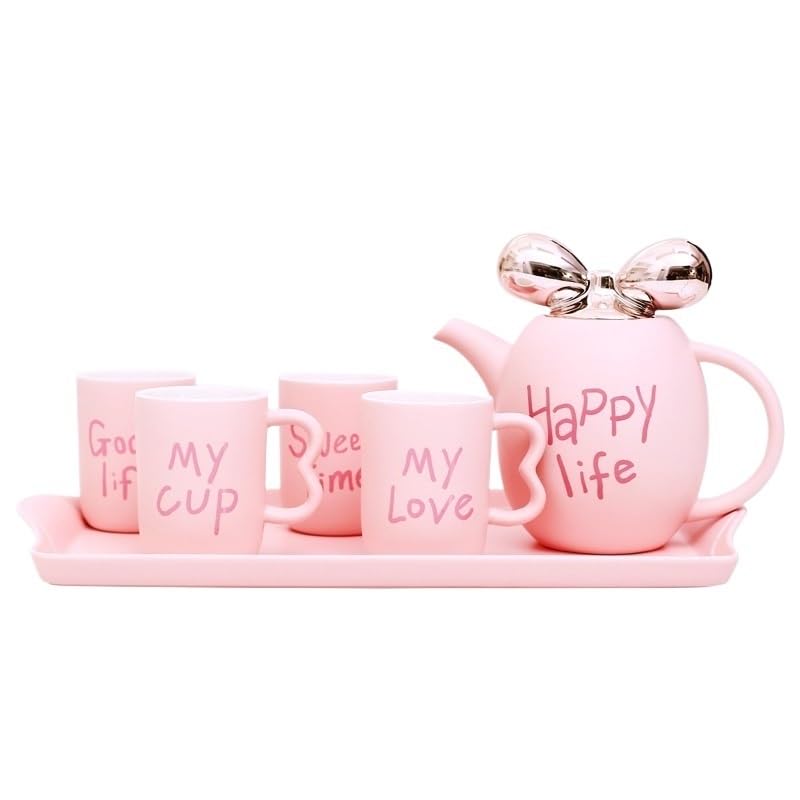 Brocca Elegante set da tè in ceramica 6 pezzi(Pink)