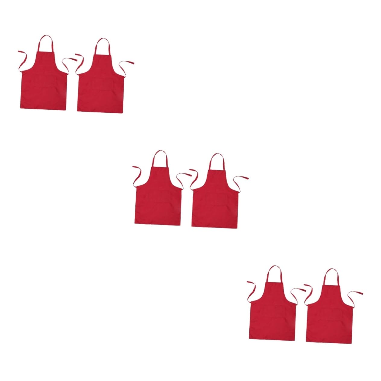 DECHOUS 6piezas Delantal De Cocina Bolsillo Para Hogar y Restaurantes Diseño Sin Mangas Fácil De Limpiar Color Rojo