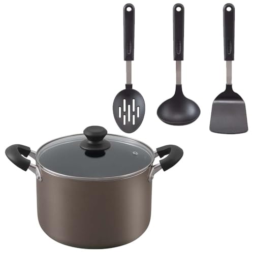 【キッチンツール3点セット付き】アイリスオーヤマ 鍋 22cm 深型 ガス火/IH対応 蓋付き ダイヤモンドコート 長持ち こびりつきにくい お手入れ簡単 DIS-P22D ブラウン