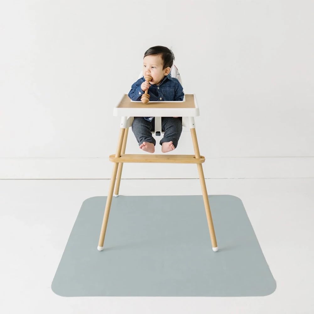 Tappetino in Silicone 100x100 cm – Antimacchia, Impermeabile, Antiscivolo – Tappeto Multiuso per Bambini, Sotto Seggiolone, Svezzamento, Giochi, Attività Creative – Senza BPA