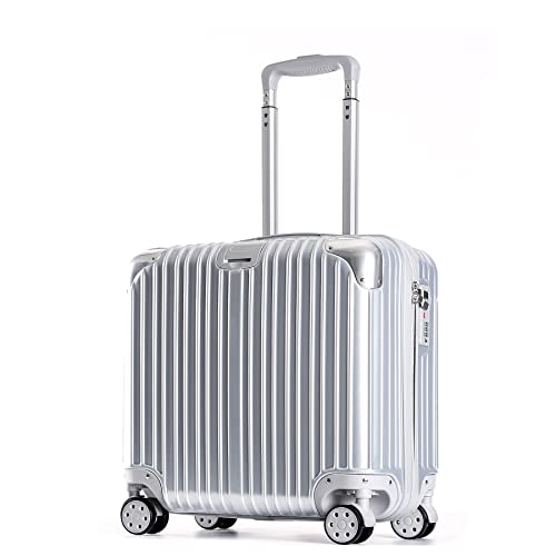 Aoun Small Suitcase Carry On With Wheels, Hardside Lightweight Travel Suitcase With TSA Lock, 8 Spinner Wheels Luggage Easy Travel, Rolling Luggage Carry On Small (Sliver, 18 inch)