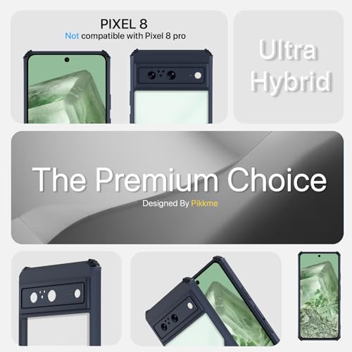 Image of Pikkme Google Pixel 8 Back Cover | Crystal Clear Transparent Back | Ultra Hyrbid | Full Camera Protection | Raised Edge | Bumper Back Case (Blue)