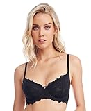 Emma Underwire Lace Bra, Unpadded Sheer Lingerie for Women, Perfect Everyday Balconette Demi Bra (36